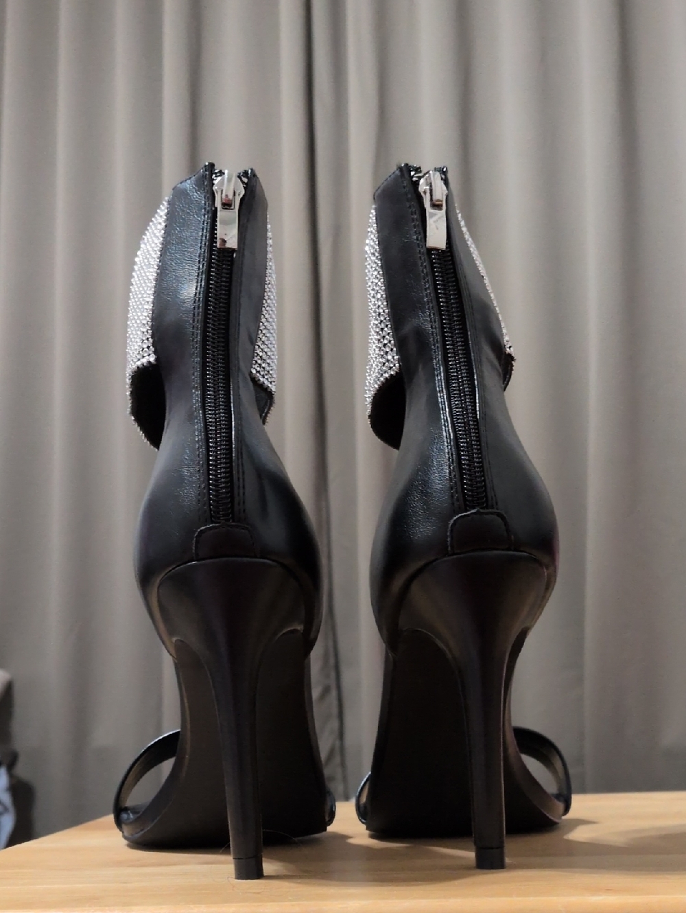 Black Stilletos With Rhinestone Ankle Cuff - Picture 4 of 5